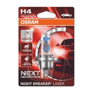 OSRAM H4 55W 12V BLISTER NIGHT BREAKER LASER +150% 1GB