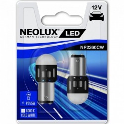NEOLUX 1.2W (P21/5W) 12V LED spuldze Cool White (balta gaisma) BAY15d blister 2 gab. Divkontaktu