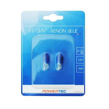 Spuldze W5W XENON BLUE (Blisters 2gab.) 12V 5W W1,2X9,5D Powertec
