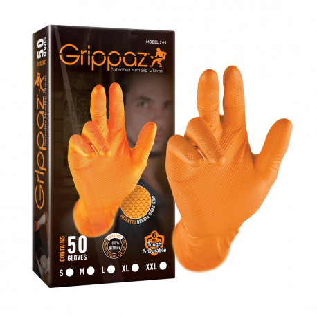 Grippaz Nitrila cimdi 240mm 6mil 50pcs/box Orange Size M